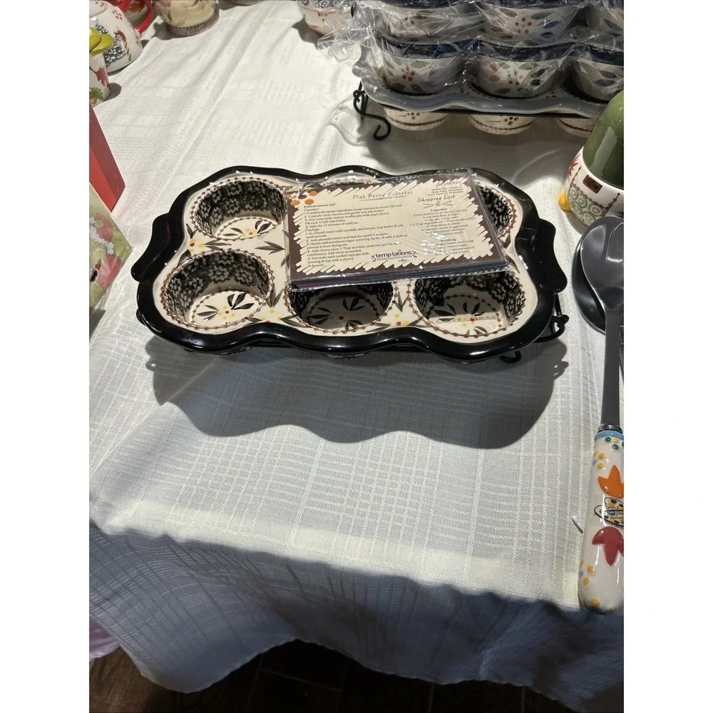Temp-Tations by Tara Old World Muffin Pan - Confetti Black With Recipes